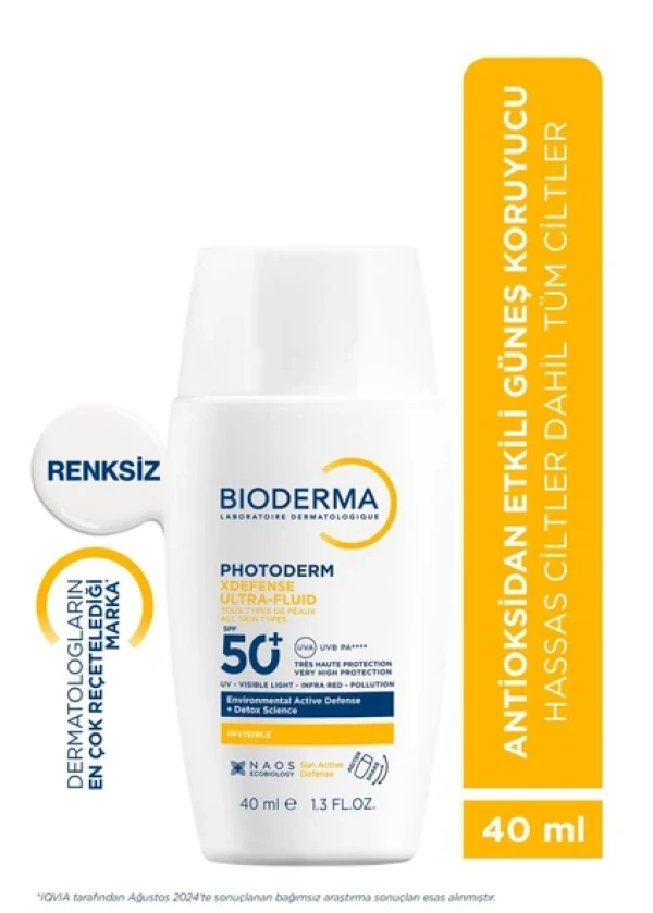 Bioderma Photoderm XDefense Spf50+ Tüm Cilt Tipleri İçin Renksiz Güneş Kremi 40 ml