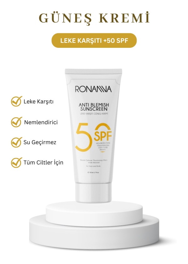 Ronanna Güneş Kremi - Leke Karşıtı, Yüksek Korumalı Spf50 , Aydınlatıcı, Tüm Cilt Tipleri Için - 50ml